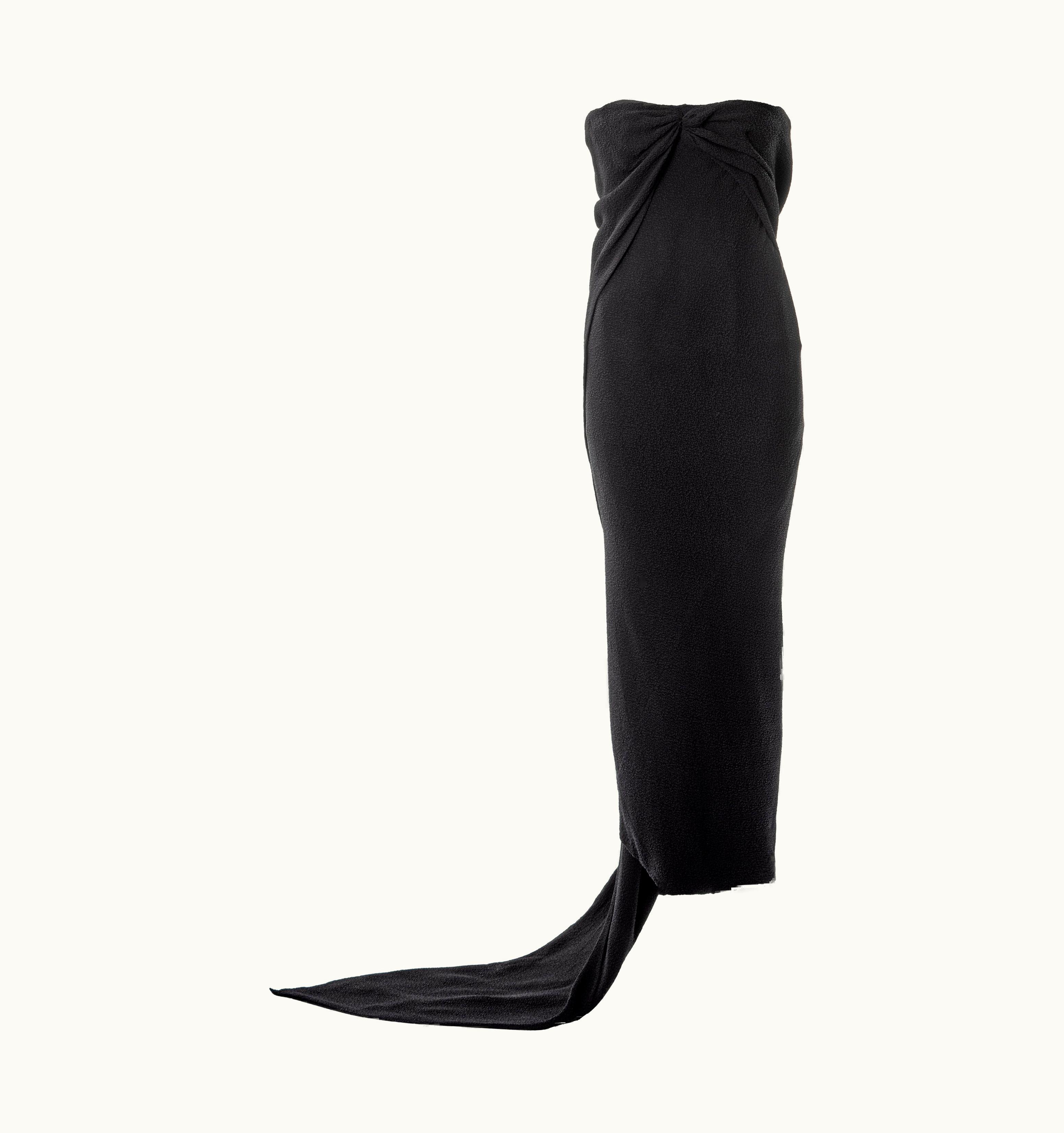 Balenciaga Balenciaga Haute Couture Black Silk Crêpe Evening Dress With Train, AW 1960