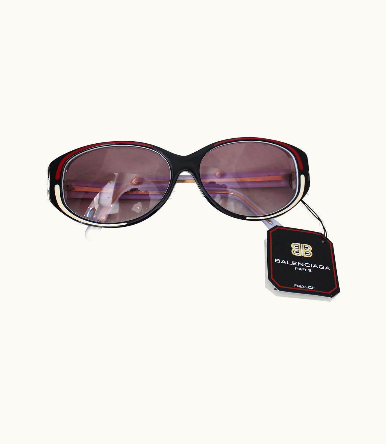 Balenciaga Vintage 1970s Balenciaga Black And Red Sunglasses