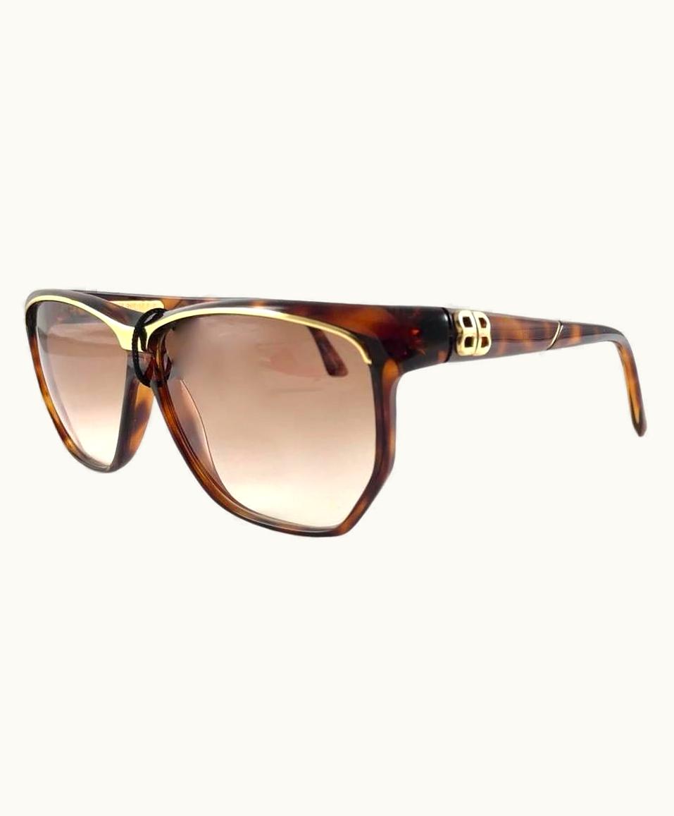 Balenciaga Vintage Balenciaga 2057 Tortoise & Gold 1980' Sunglasses Made In France
