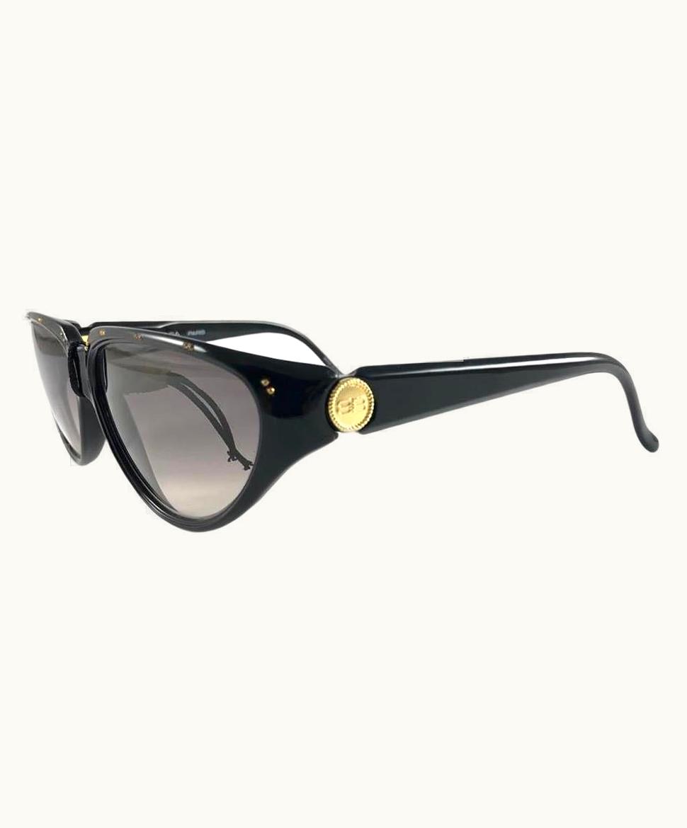Balenciaga Vintage Balenciaga Bb203 Sleek Black Cat Eye 1980' Sunglasses Made In France