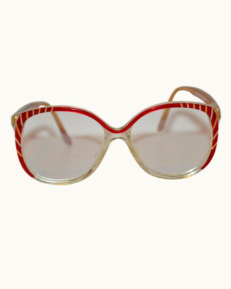Balenciaga Balenciaga Red & Clear Lucite Frame Glasses