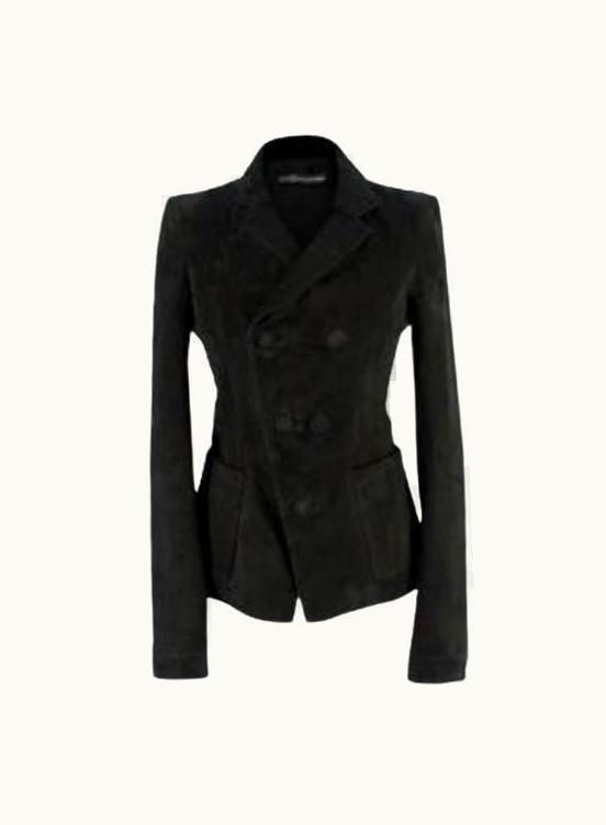 Balenciaga Balenciaga Black Suede Double Breasted Tailored Jacket UZ0588157