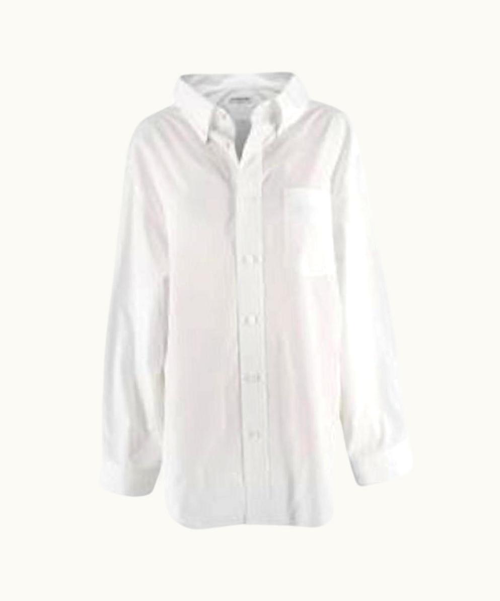 Balenciaga Balenciaga Oversized Collar White Cotton Logo Shirt