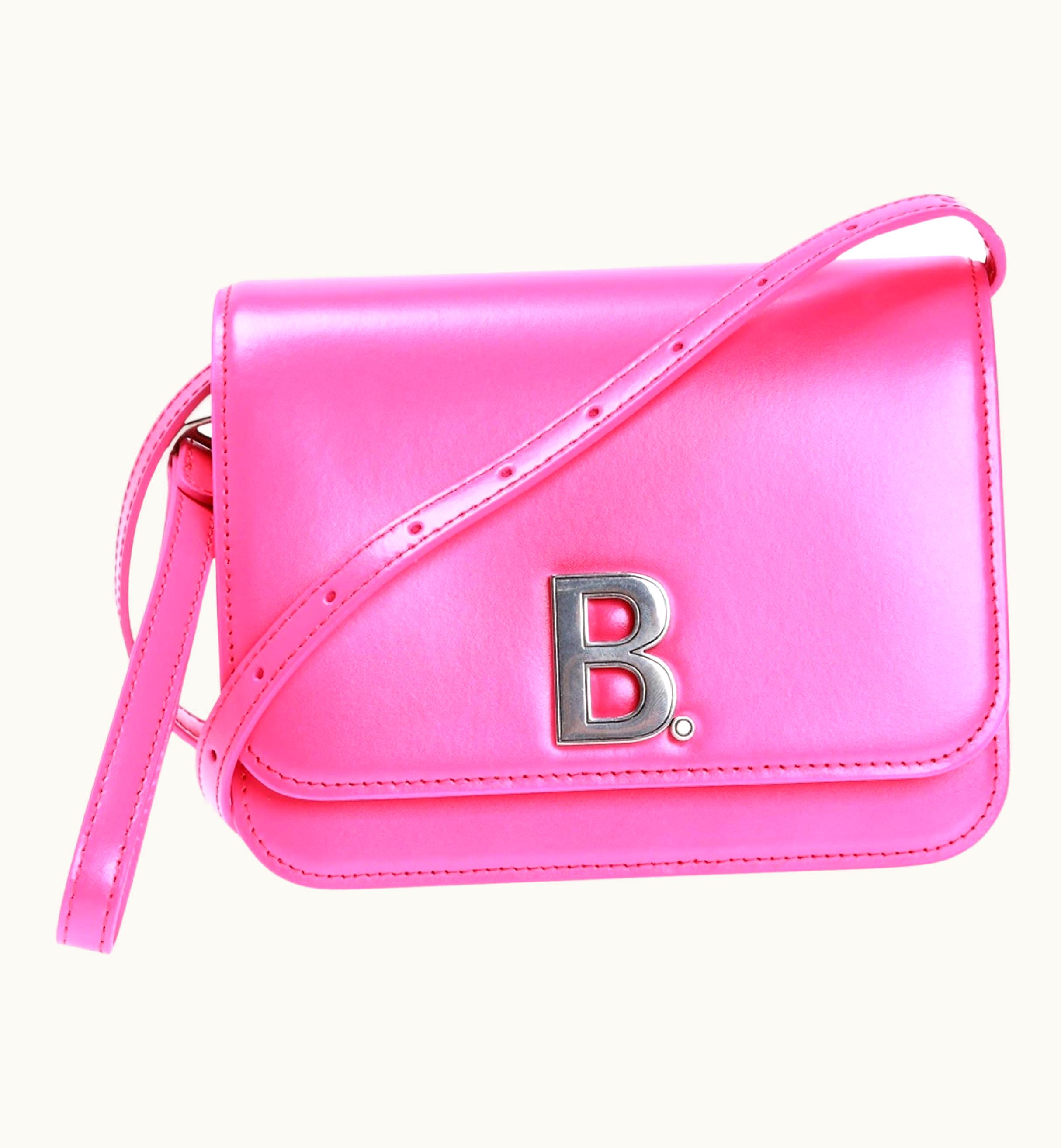 Balenciaga Balenciaga Pink B Logo Leather Crossbody Bag