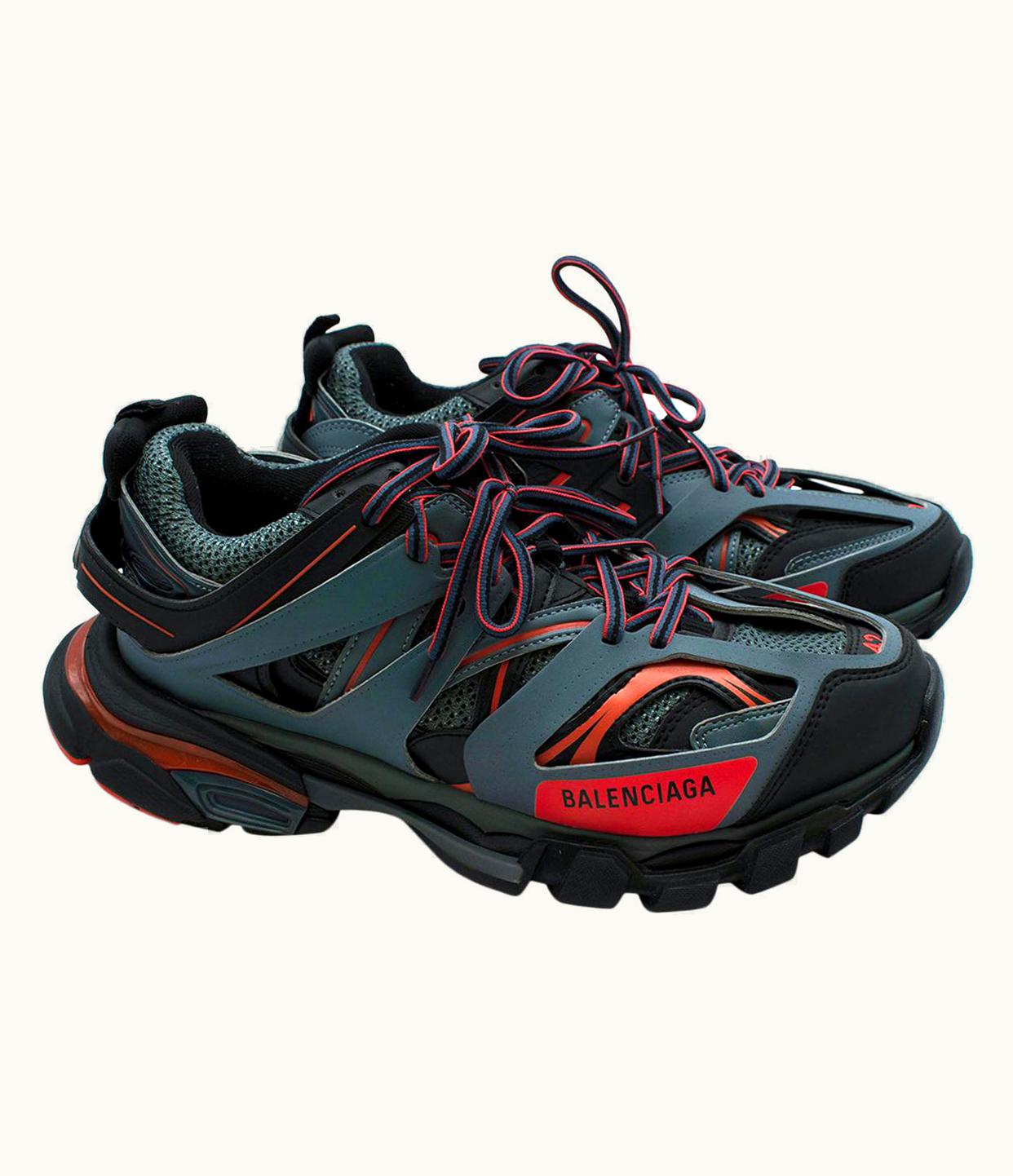 Balenciaga Balenciaga Grey & Red Faux Leather Track Trainers - Us