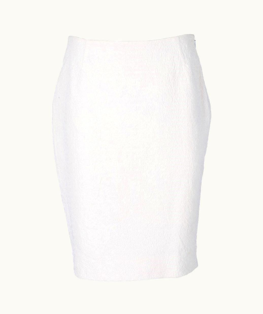Balenciaga 2000s Balenciaga Vintage White Piquet Cotton Midi Skirt