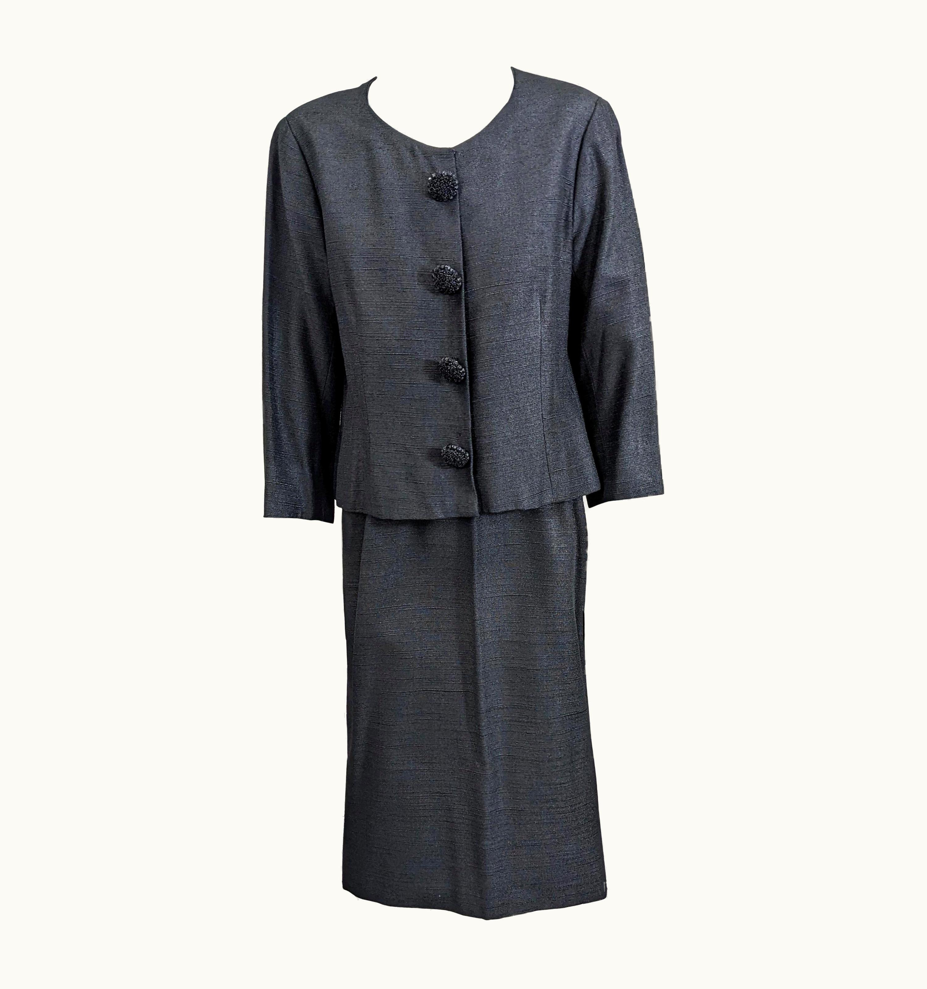 Balenciaga Timeless Cristobal Balenciaga Haute Couture Ribbed Silk Suit