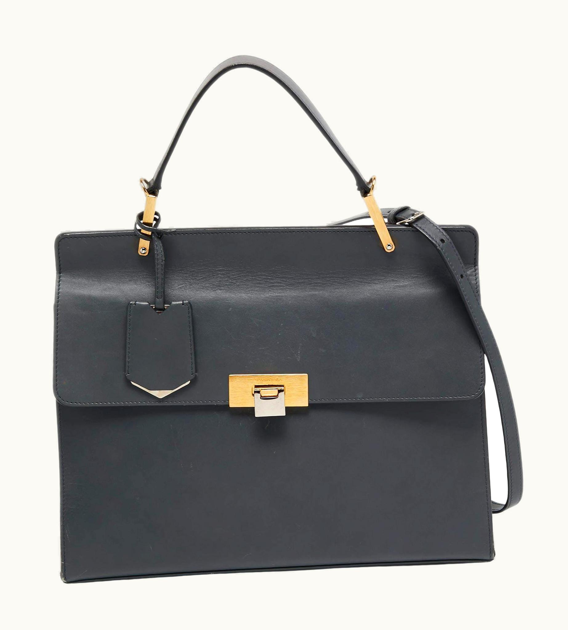 Balenciaga Balenciaga Grey Leather Le Dix Top Handle Bag