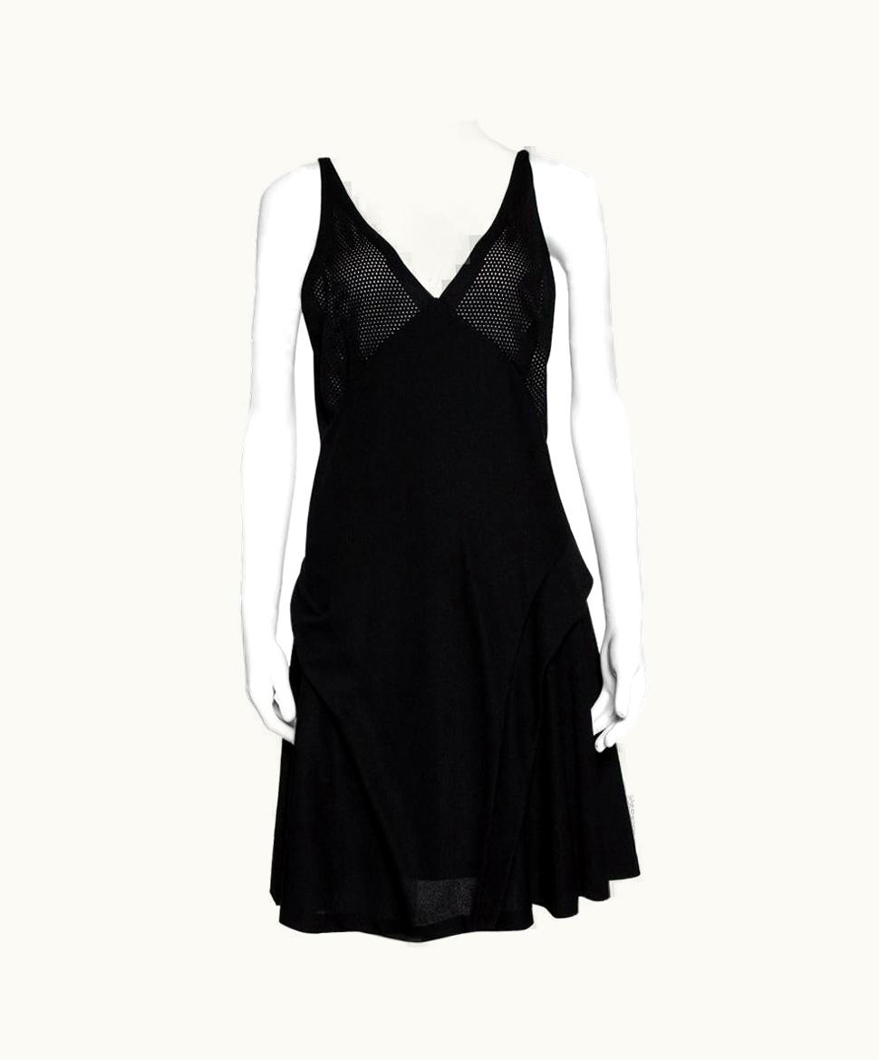 Balenciaga Balenciaga Black Knit Perforated Detail Sleeveless Dress