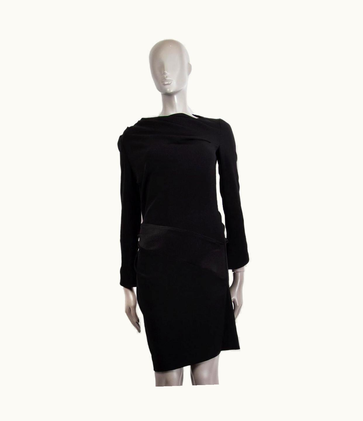Balenciaga Balenciaga Black Acetate Draped Sheath Dress