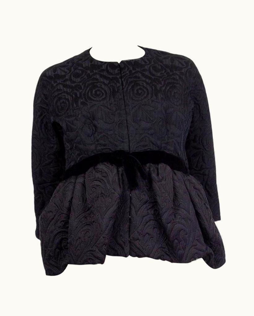 Balenciaga Balenciaga Black Cotton Jacquard Peplum Jacket