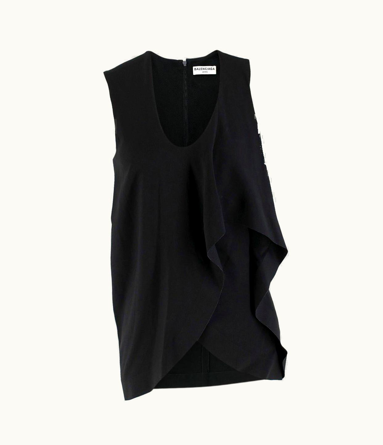 Balenciaga Balenciaga Black Draped Sleeveless Top