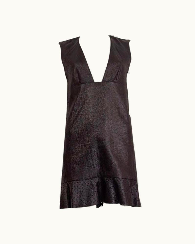 Balenciaga Balenciaga Black Leather Effect Sleeveless Dress
