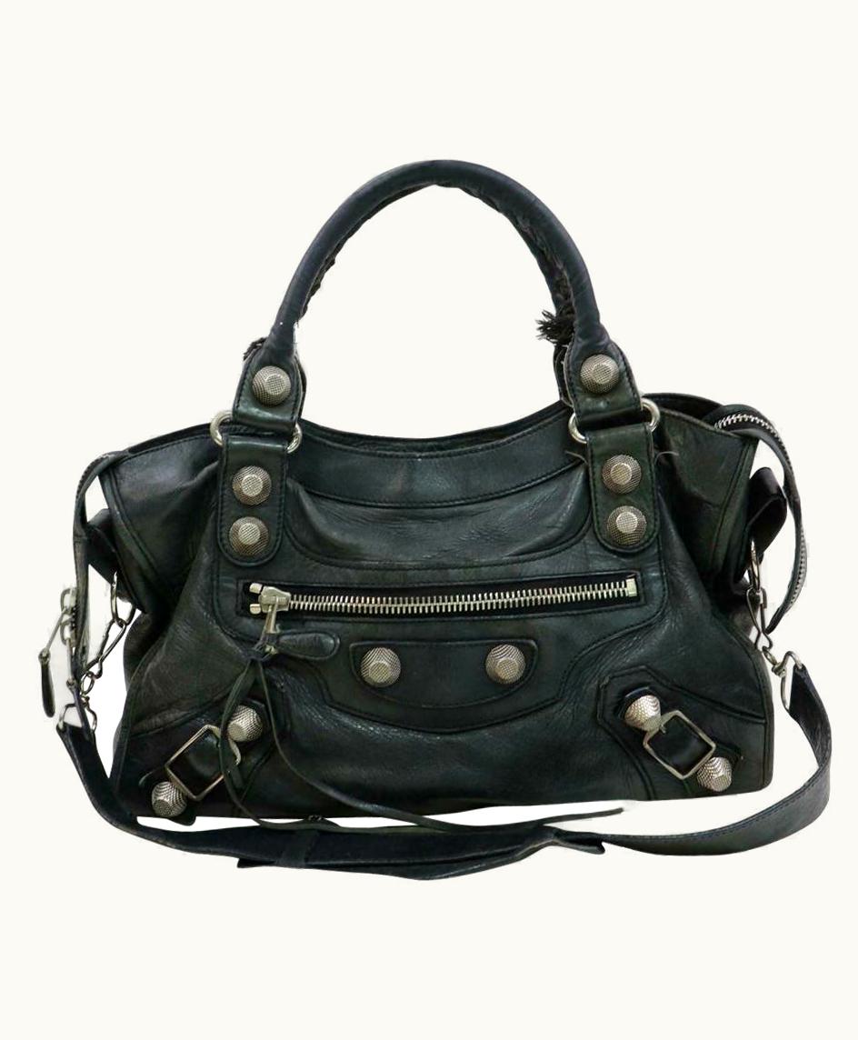 Balenciaga Balenciaga Giant Silver City 2way 871192 Black Leather Satchel