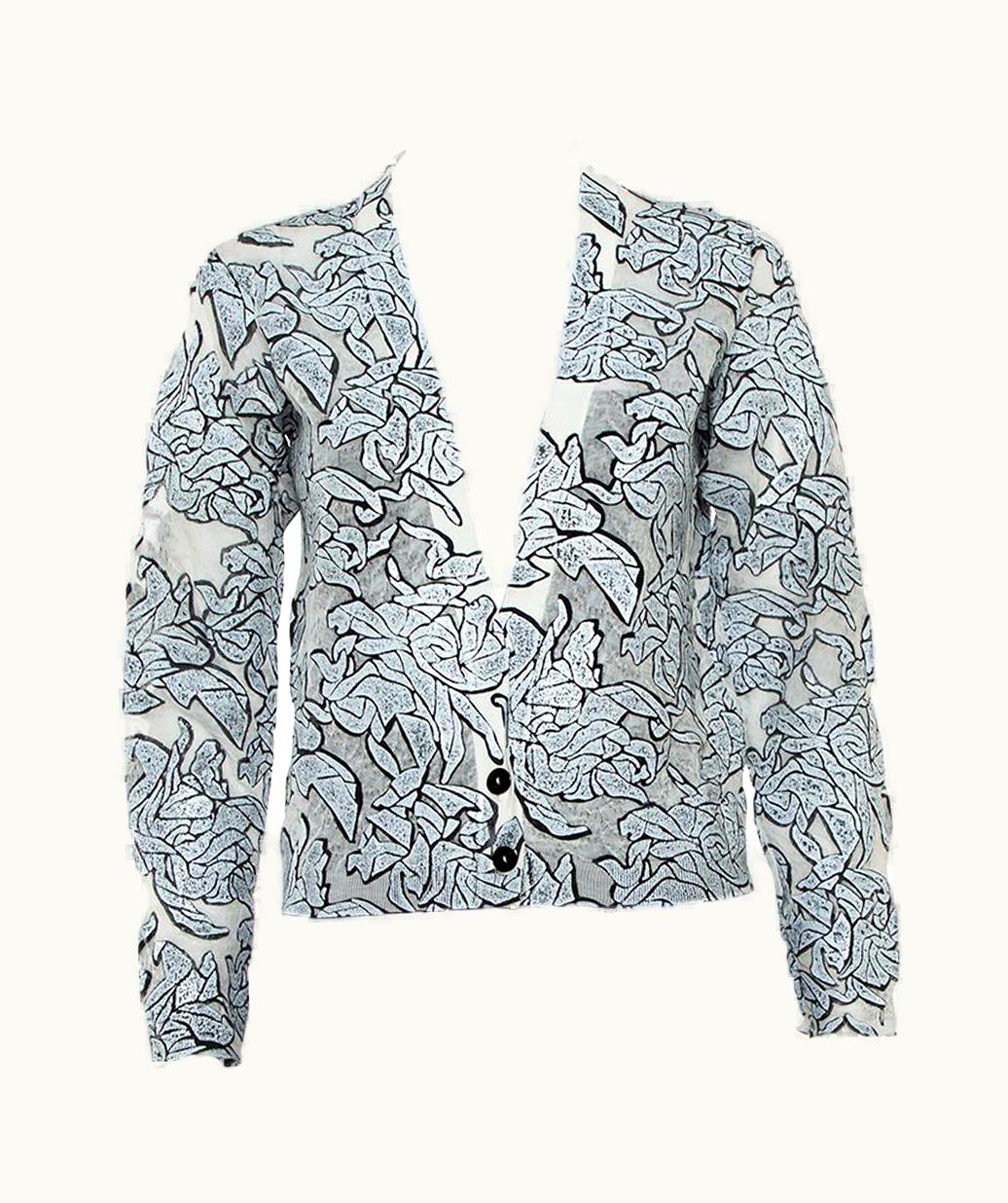 Balenciaga Balenciaga Monochrome Textured Knit Button Front Cropped Cardigan