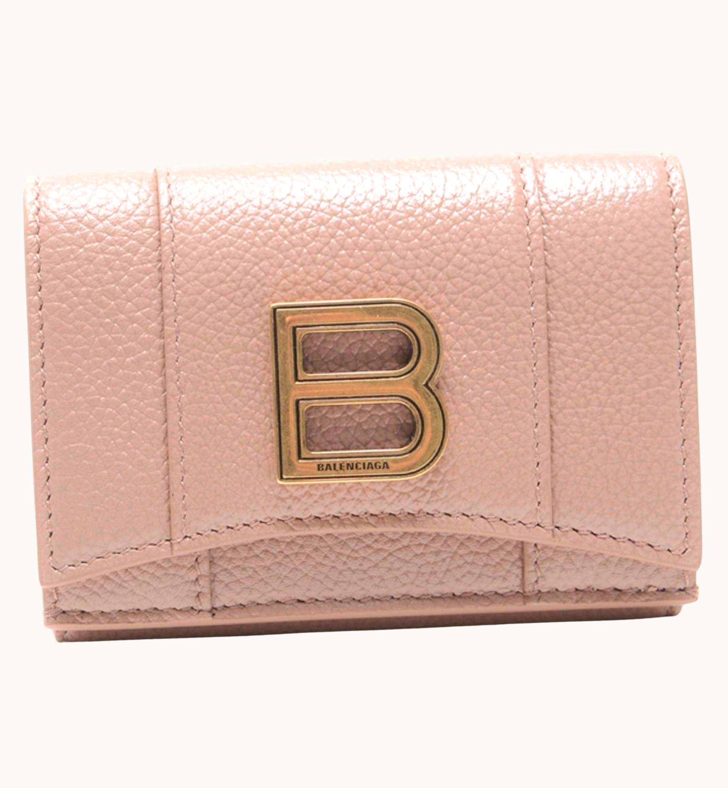 Balenciaga Balenciaga Pink Hourglass B Logo Leather Trifold Wallet