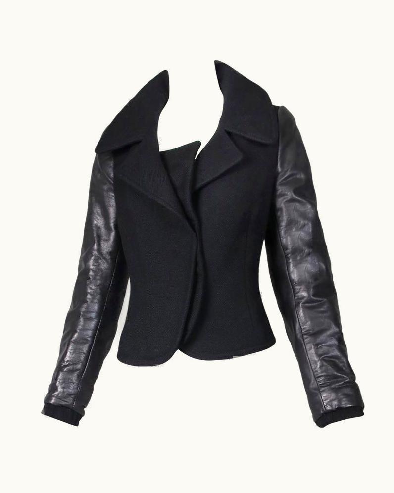 Balenciaga Balenciaga By Nicolas Ghesquiere Black Leather & Wool Motorcycle Jacket