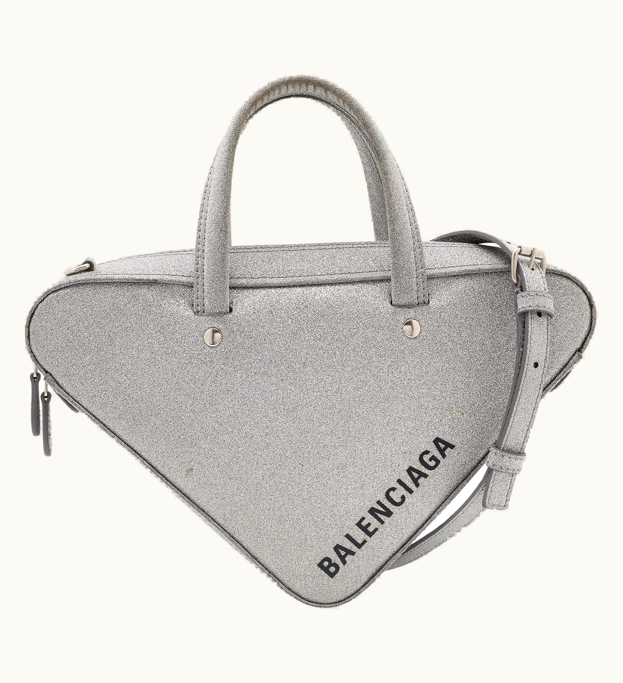 Balenciaga Balenciaga Silver Glitter Triangle Duffle Shoulder Bag