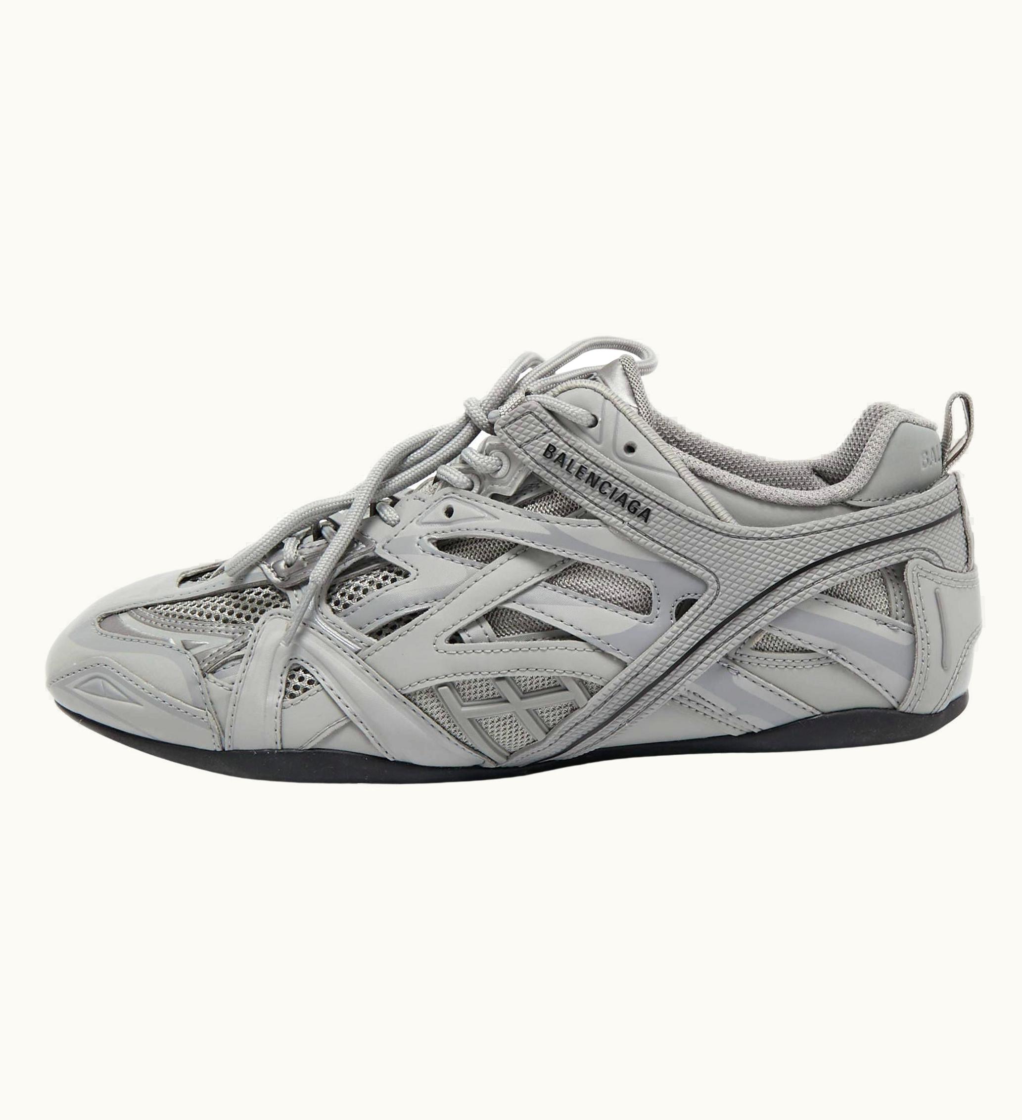 Balenciaga Balenciaga Grey Leather And Mesh Drive Sneakers