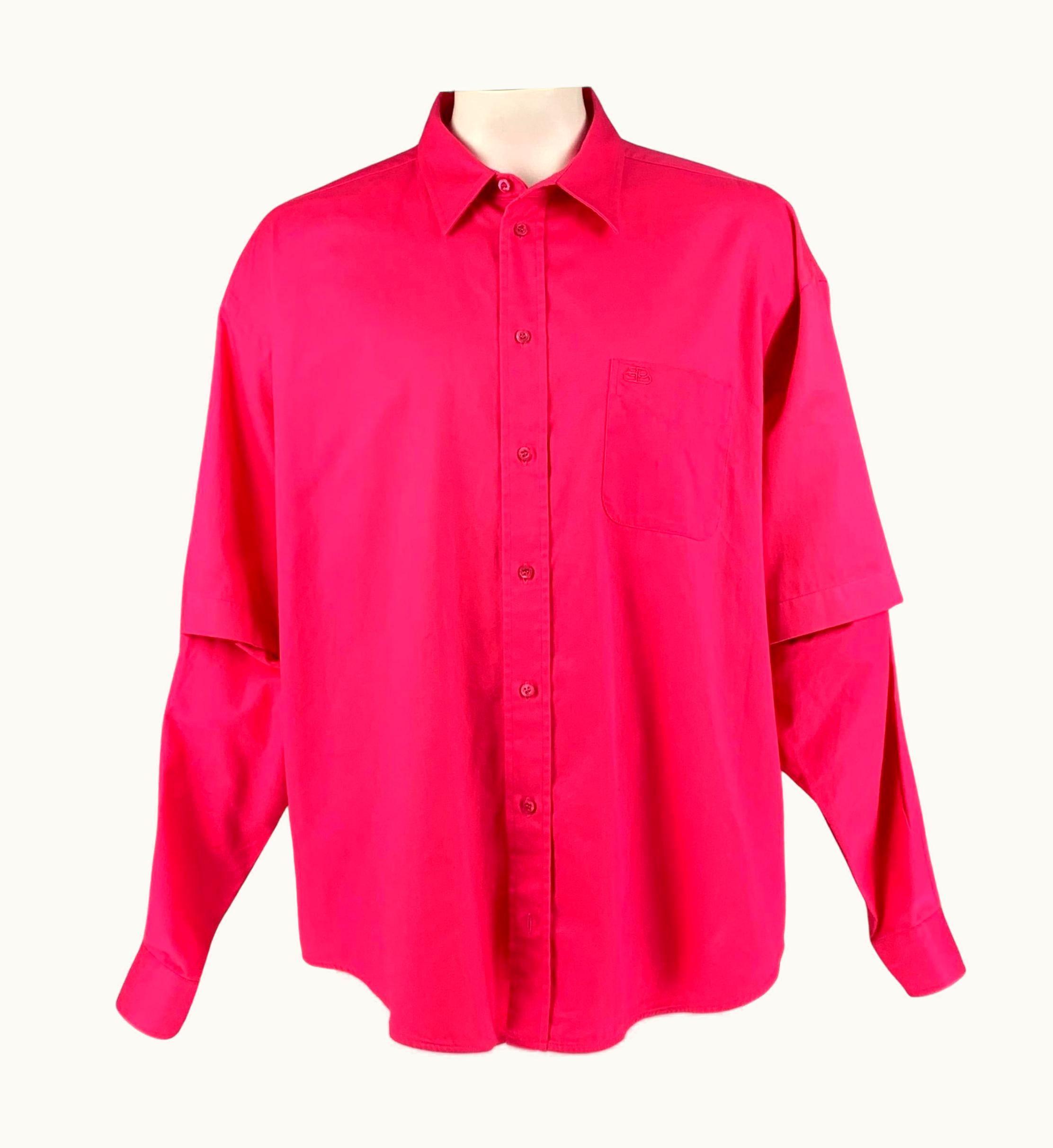Balenciaga Balenciaga Pink Cotton Oversized Long Sleeve Shirt
