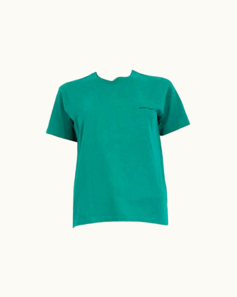 Balenciaga Balenciaga Petrol Green Cotton Logo T-Shirt