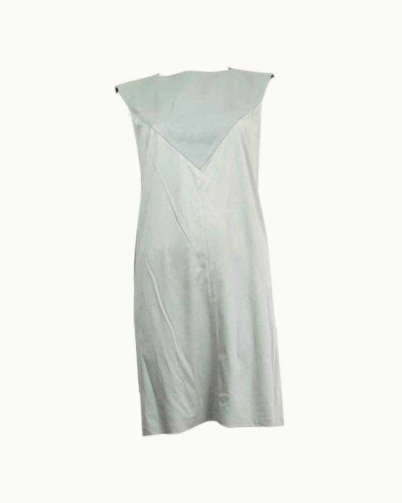 Balenciaga Balenciaga Mint Green Cotton & Leather Shift Dress