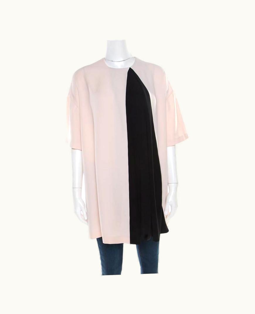 Balenciaga Balenciaga Pink And Black Inverted Pleat Detail Tunic