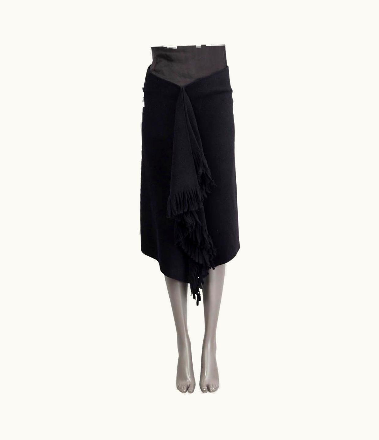 Balenciaga Balenciaga Black Wool 2018 Fringed Asymmetric Skirt