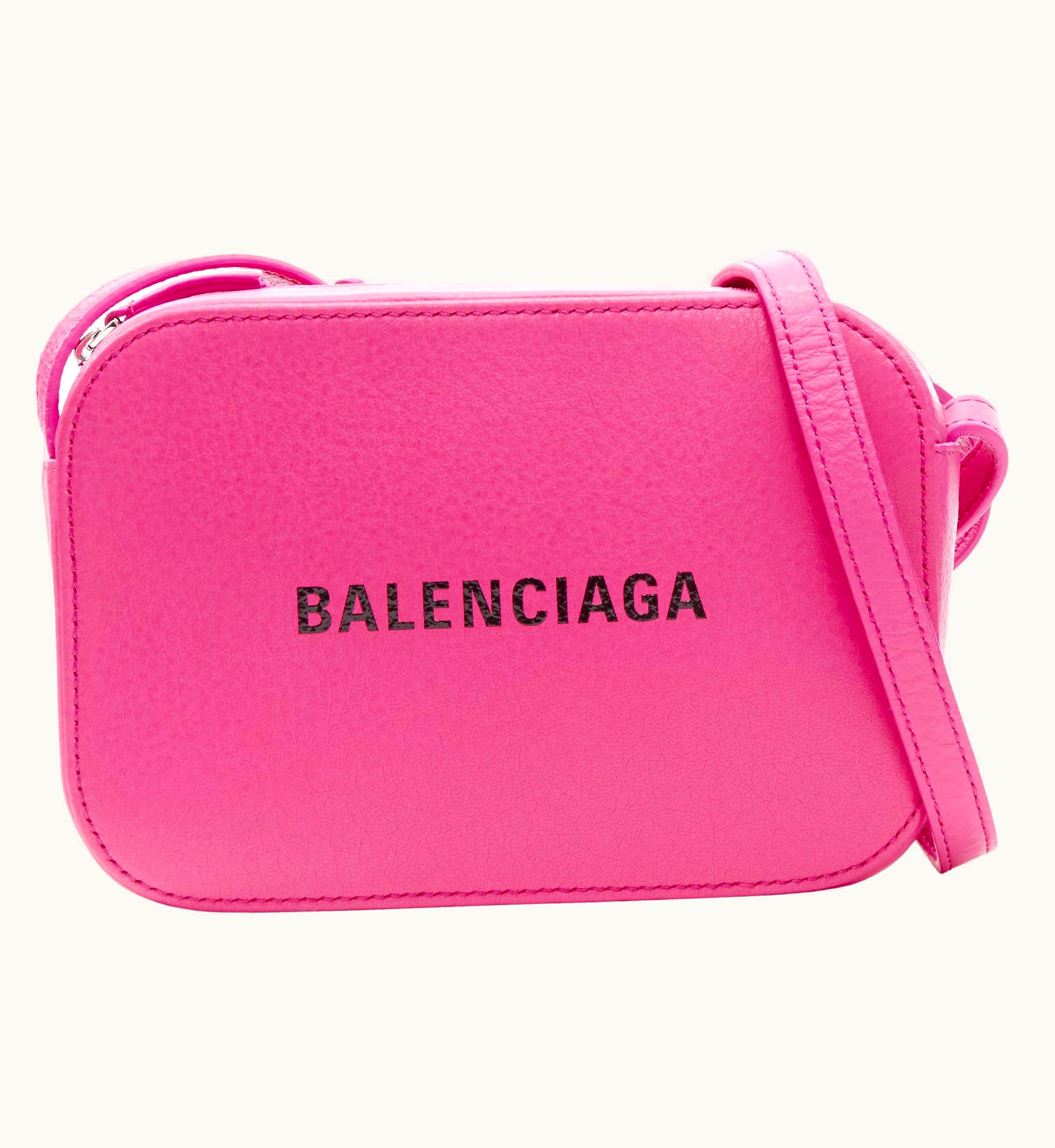 Balenciaga Balenciaga Everyday Fuschia Pink Logo Print Crossbody Camera Bag