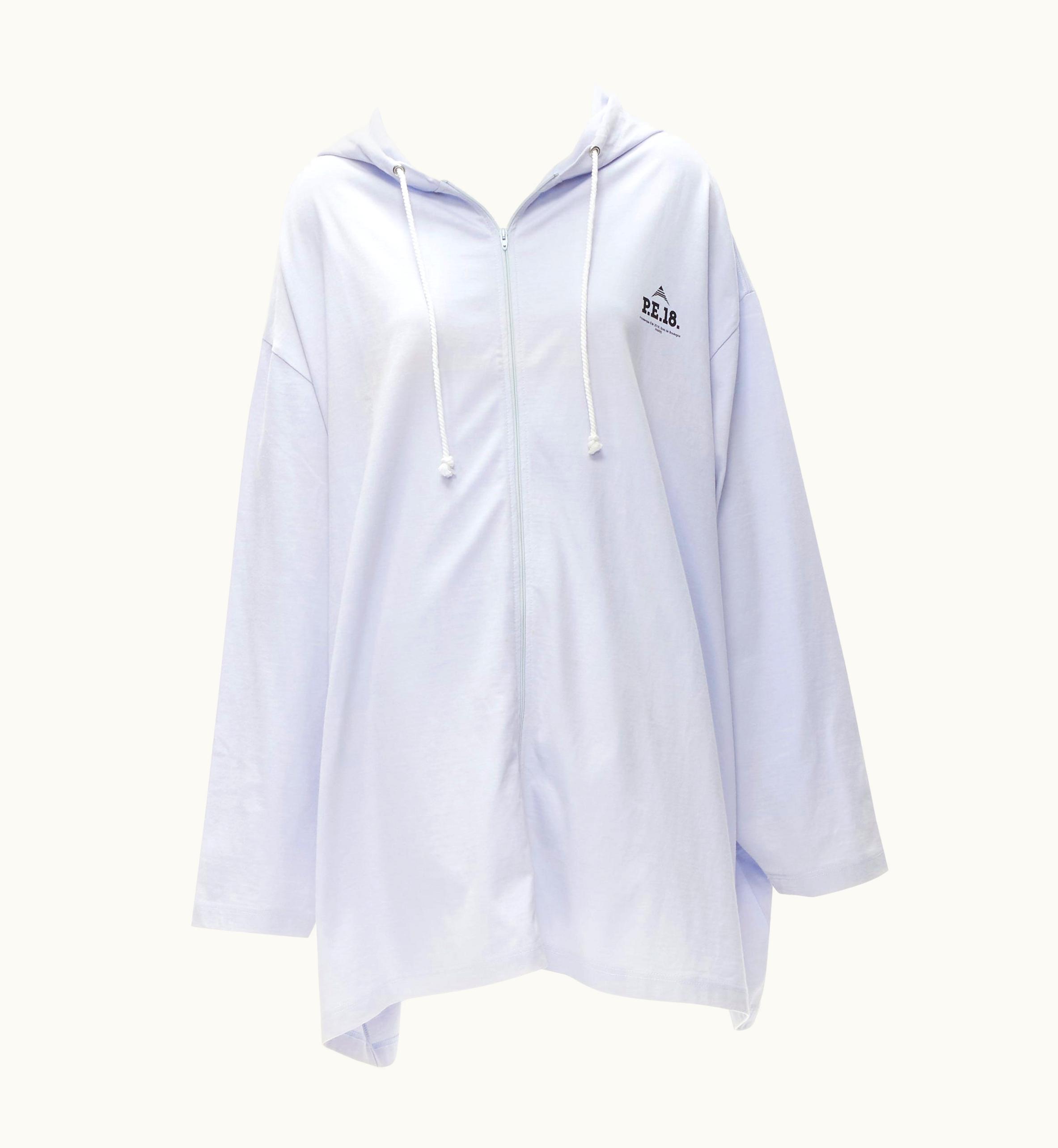 Balenciaga Balenciaga Pe18 White Light Cotton Oversized Trapeze Hoodie Jacket