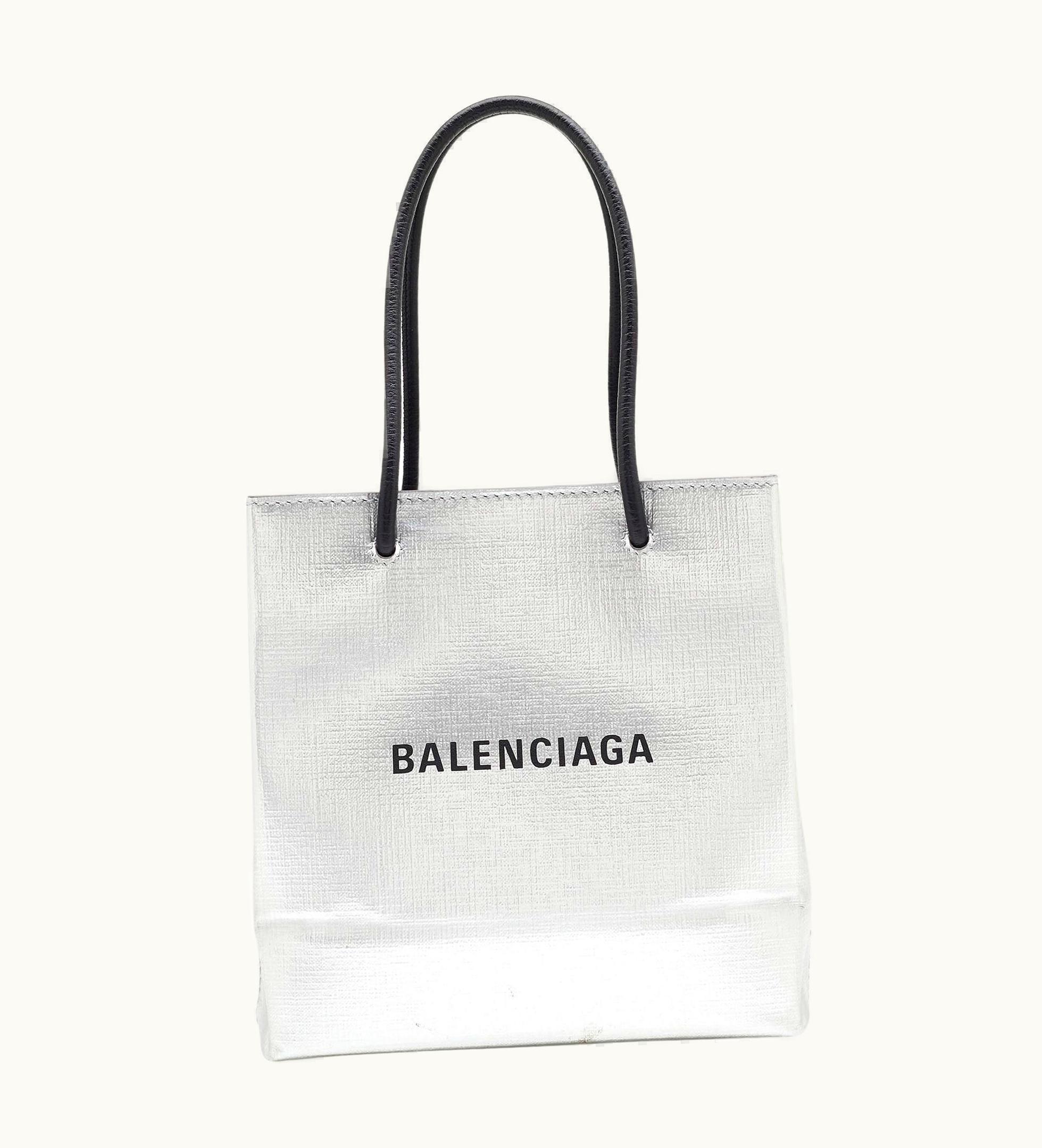 Balenciaga Balenciaga Grey/Black Leather North South Shopping Xxs Tote
