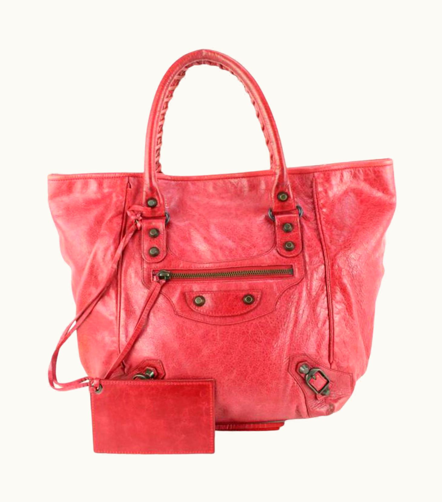 Balenciaga Balenciaga Red Sang Lambskin Leather Sunday Tote 98ba52s