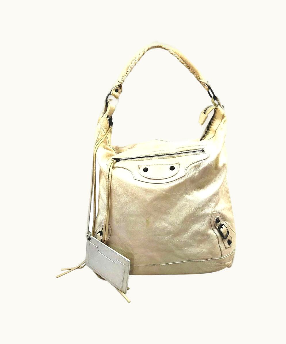 Balenciaga Balenciaga Off-White Leather The Day Hobo Bag