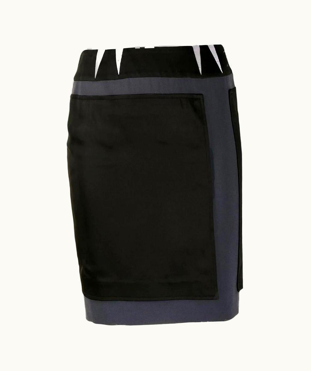 Balenciaga 2000s Balenciaga Black Mini Skirt With Grey And White Inserts