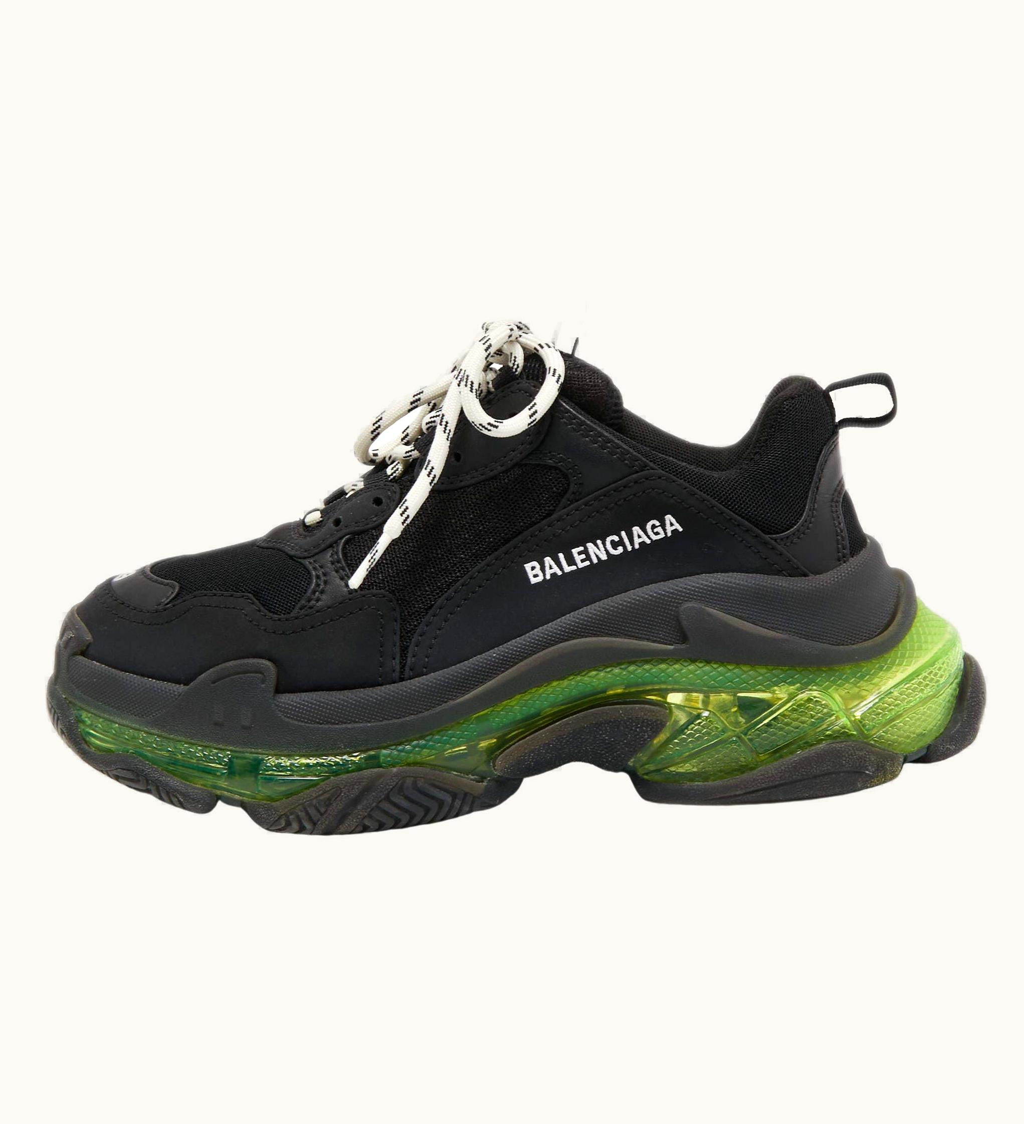 Balenciaga Balenciaga Black Leather And Fabric Triple Sneakers