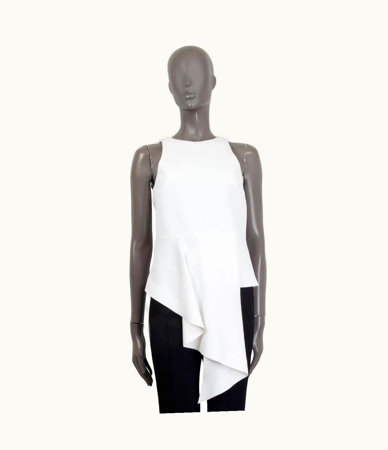 Balenciaga White Polyester 2014 Asymmetric Sleeveless Blouse Shirt