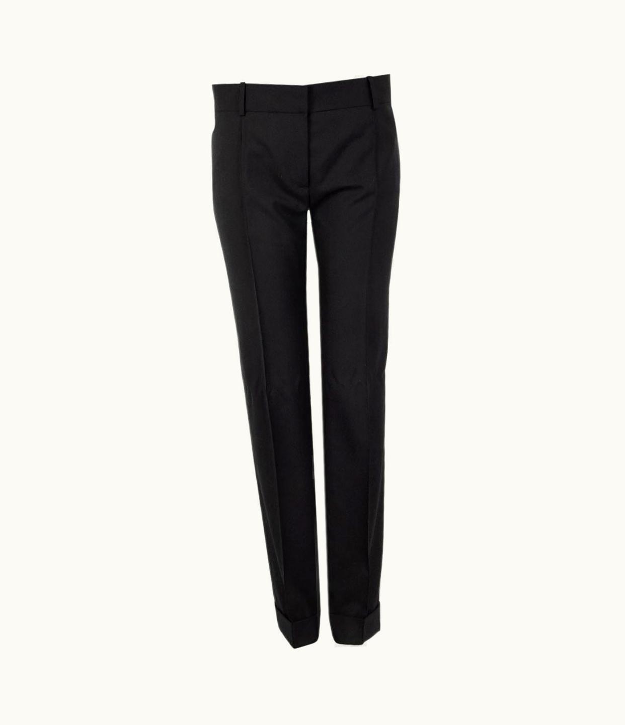 Balenciaga Black Wool Classic Cuffed Straight Leg Pants