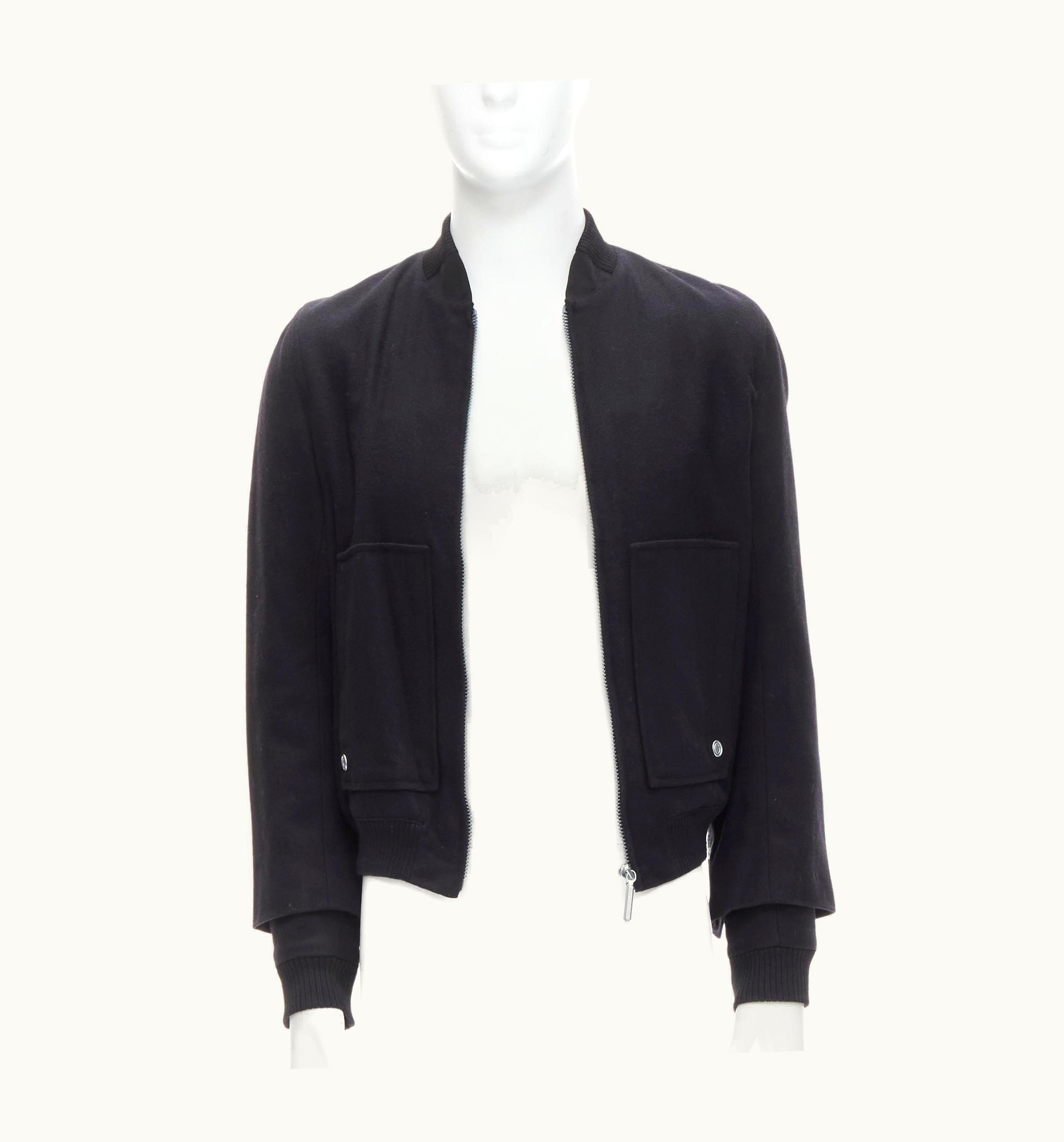 Balenciaga 2011 Ghesquiere Black Wool Double Sleeve Bomber Jacket