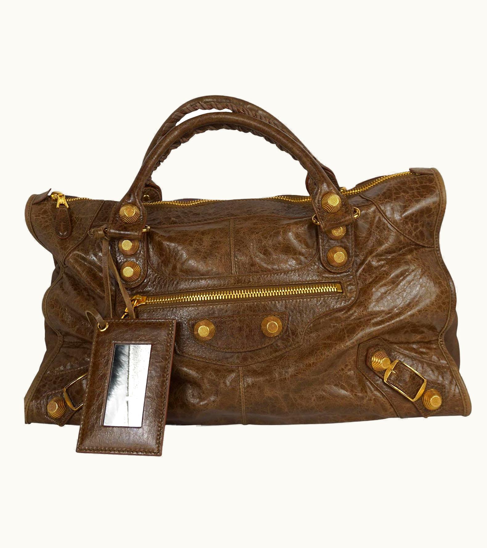 Balenciaga Taupe Agneau Giant 12 City Motorcycle Work Bag Vintage Y2k