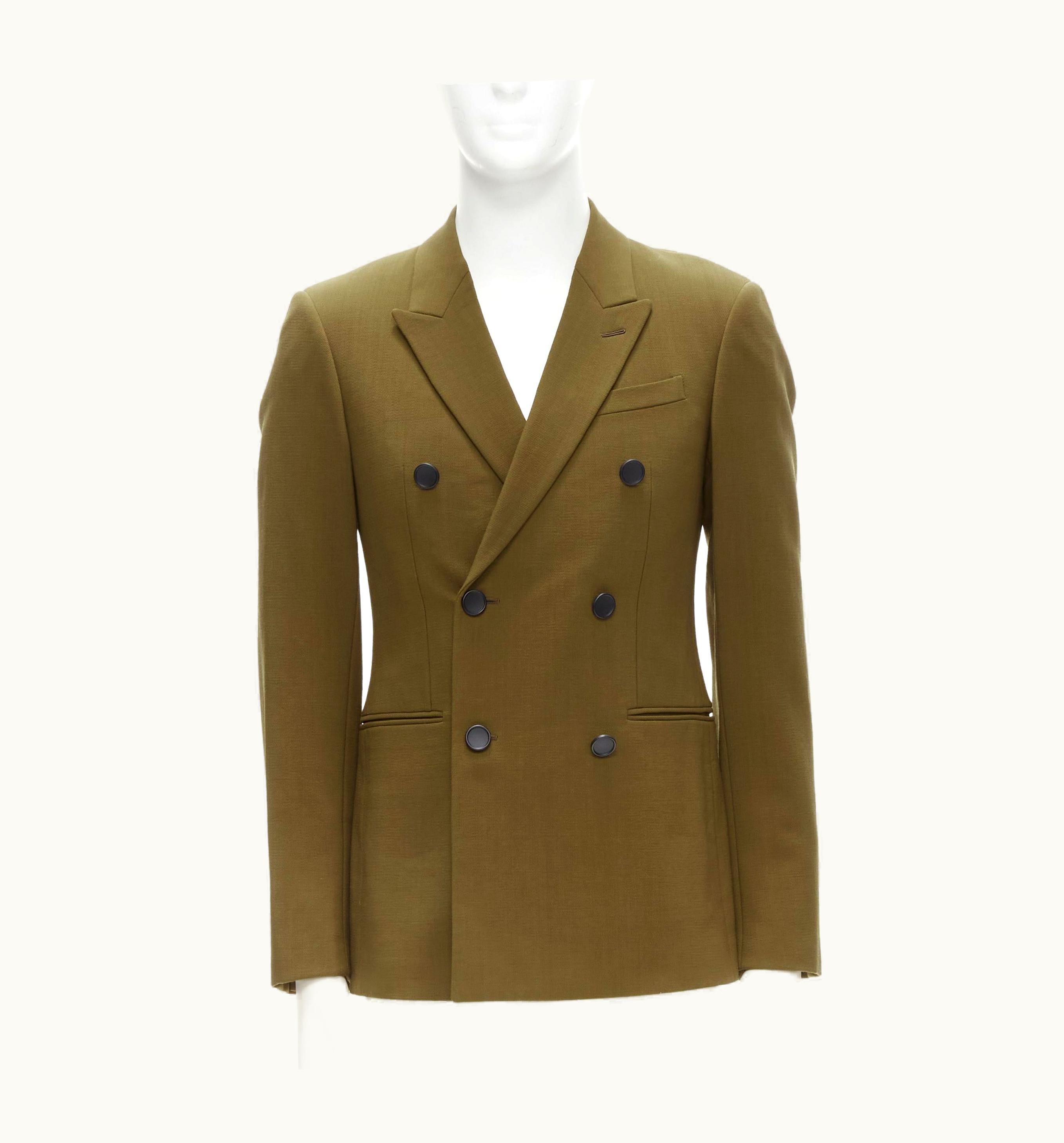 Balenciaga Brown Crepe Peak Lapel Double Breasted Blazer Jacket