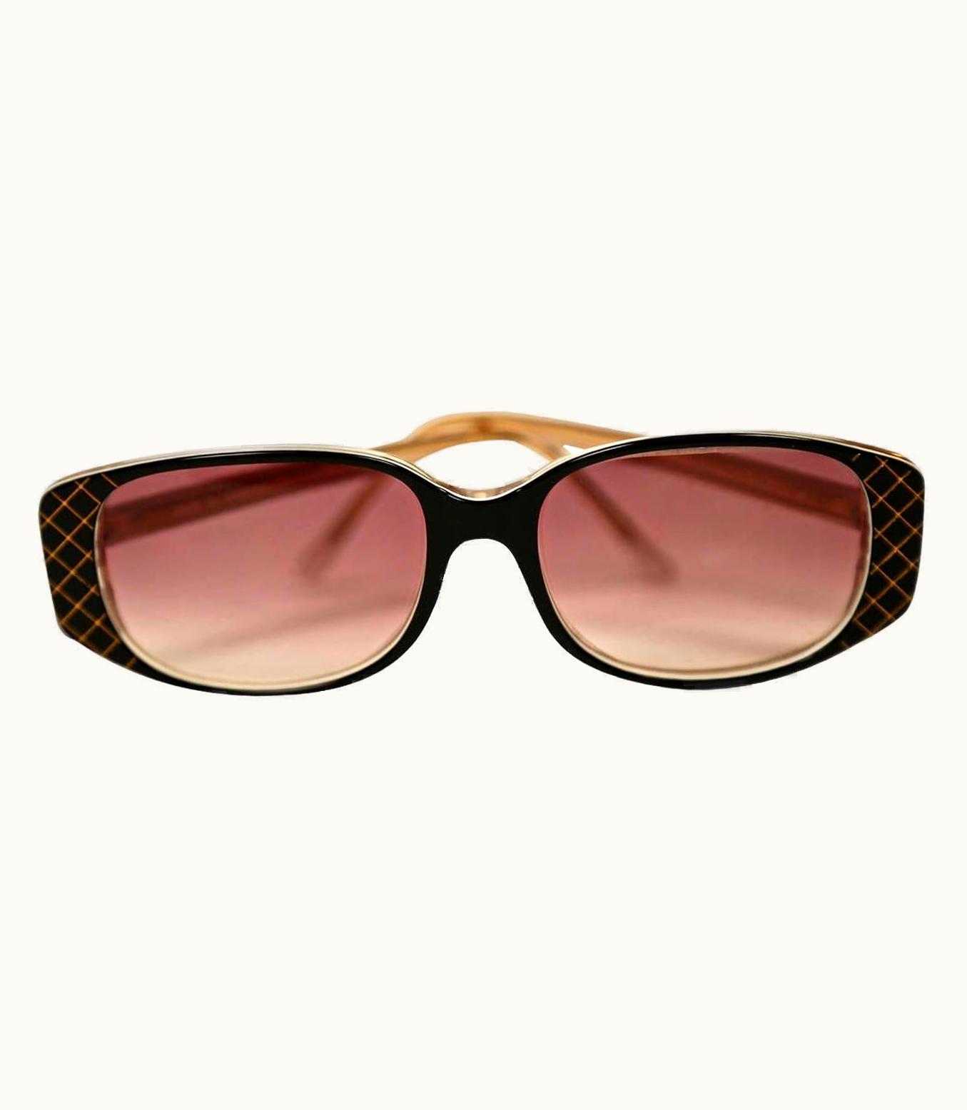 Balenciaga 80' Balenciaga Black Plastic Sunglasses With Etched Gold Accents - Unworn
