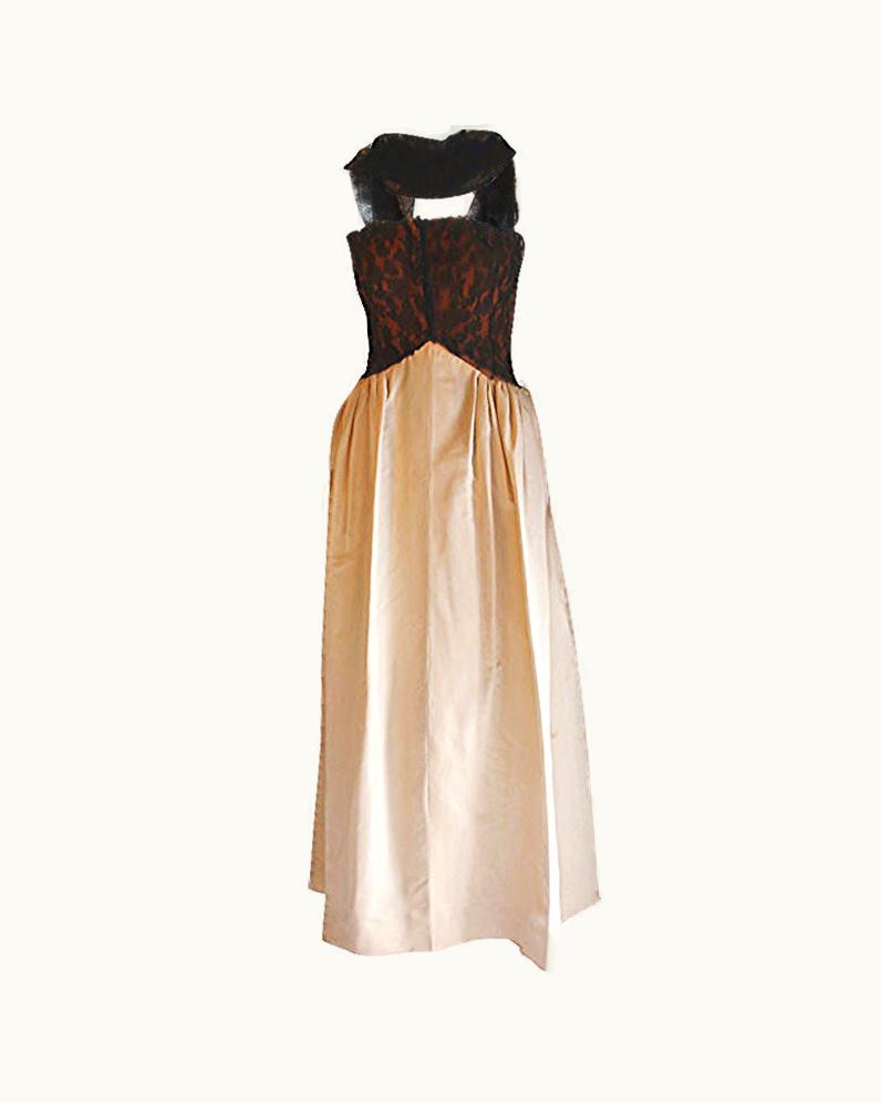 Balenciaga Couture Black Lace And Cream Silk Gown, Circa 1950'