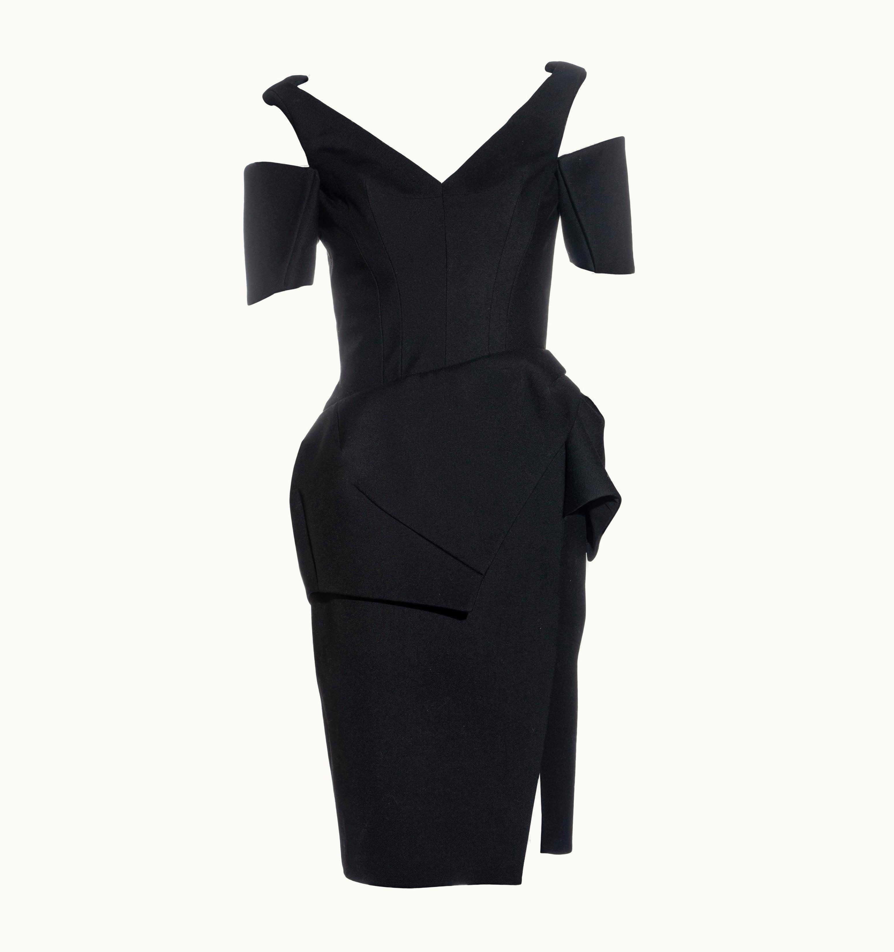 Balenciaga By Nicolas Ghesquière Black Wool Structured Cocktail Dress, AW 2008
