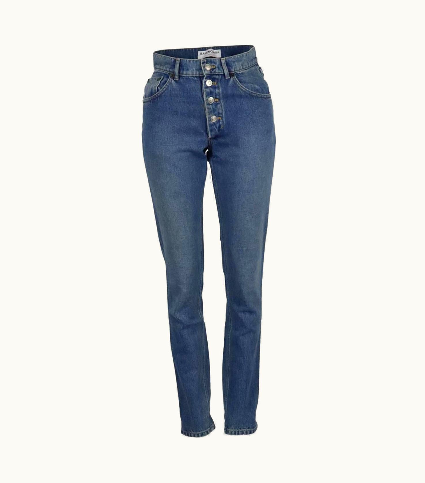 Balenciaga High Rise Straight Leg Denim Jeans Uk