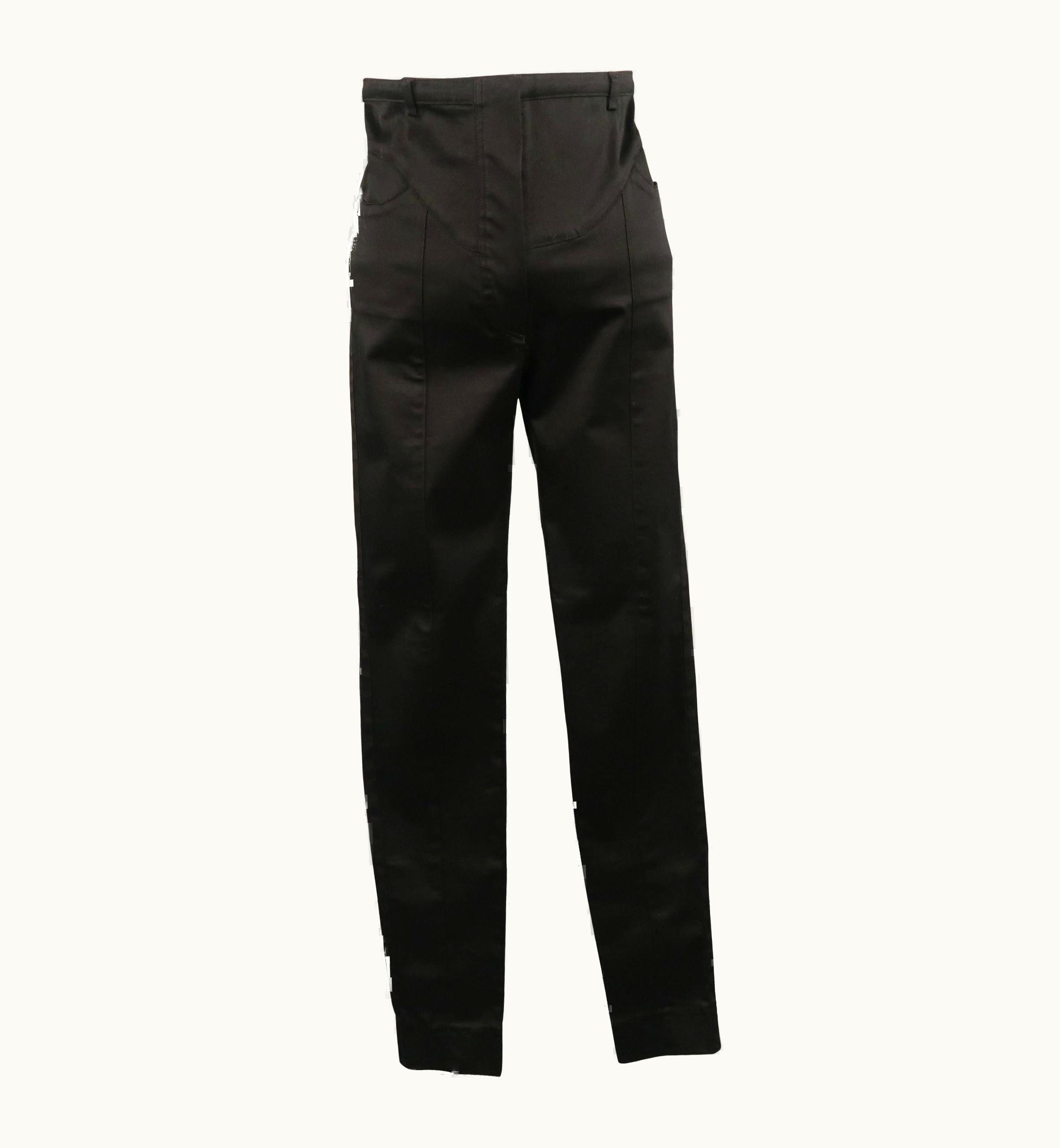 Balenciaga Black Cotton High Rise Fitted Moto Dress Pants