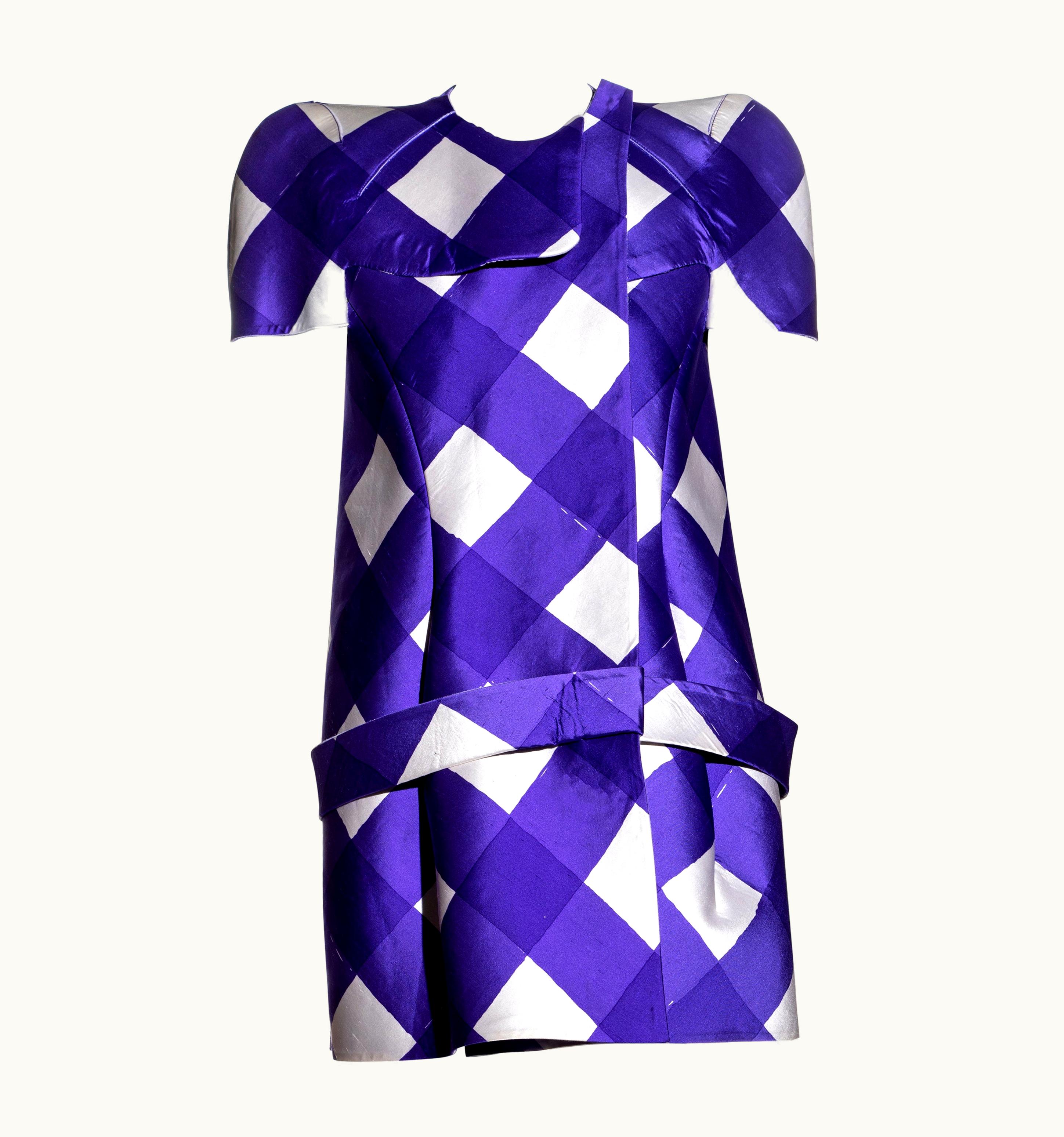 Balenciaga By Nicolas Ghesquière Checked Silk Structured Mini Dress, S/S 2008