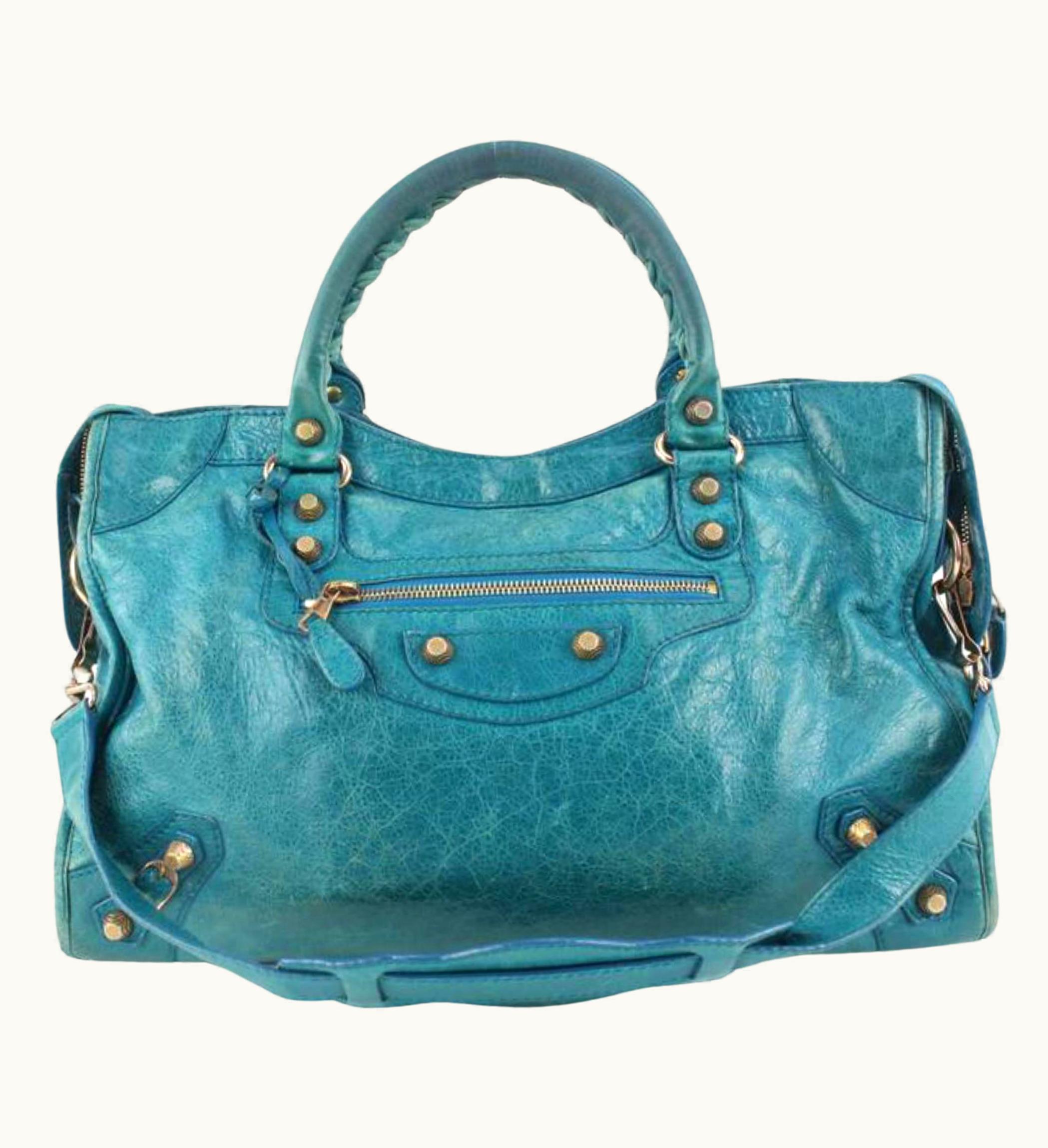 Balenciaga Lagon Blue Agneau Giant 12 Gold Hardware City 1BA613a