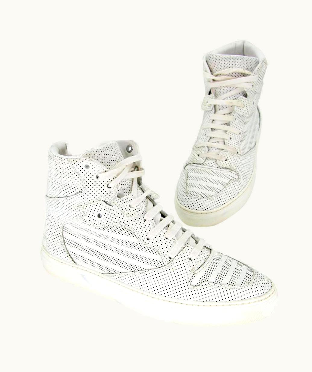 Balenciaga Balenciaga White Perforated Leather Hi Top Mens Sneakers Bg-s0917p-0190