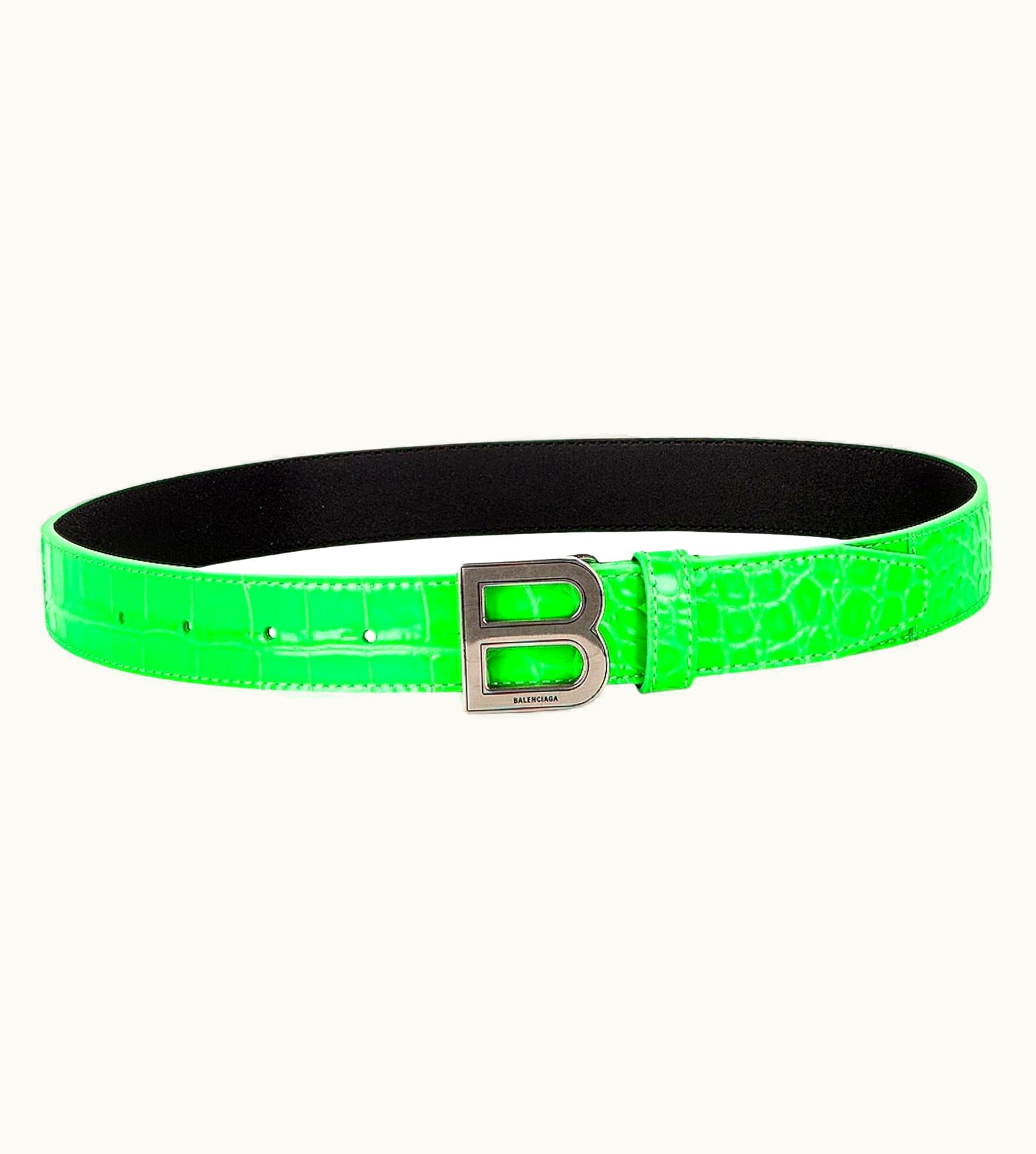 Balenciaga Balenciaga Fluo Green Thin Hourglass Belt (size 85/34)