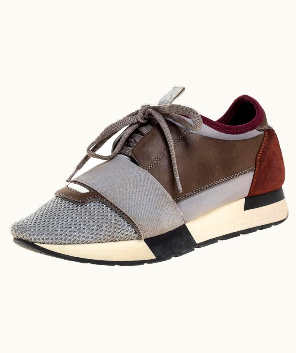 Balenciaga Balenciaga Multicolor Mesh, Leather And Suede Race Runners Sneakers